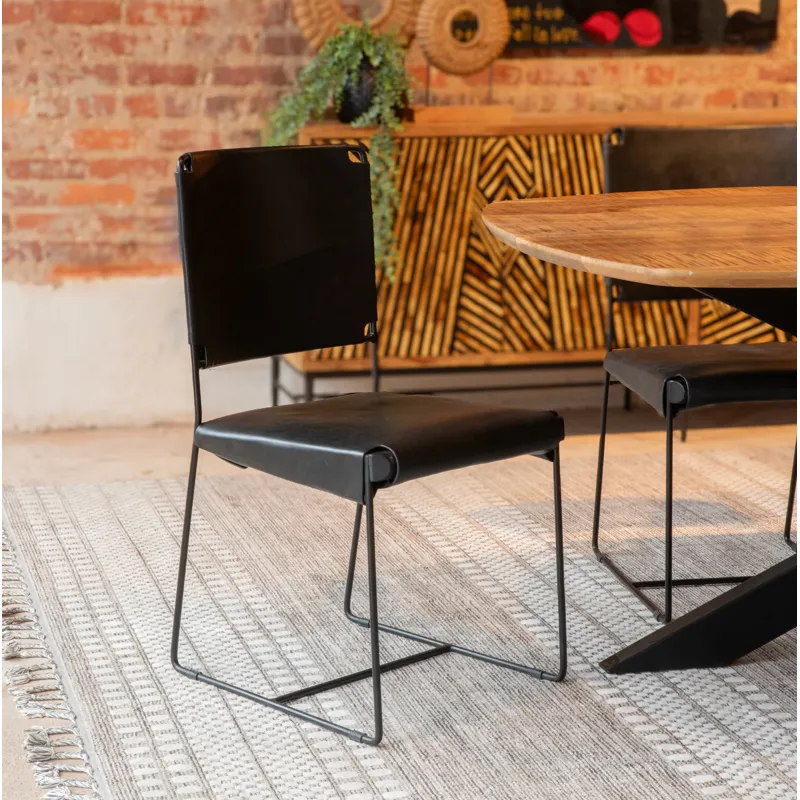 Rapallo 82" Dining Table in Natural Mango Wood and Iron