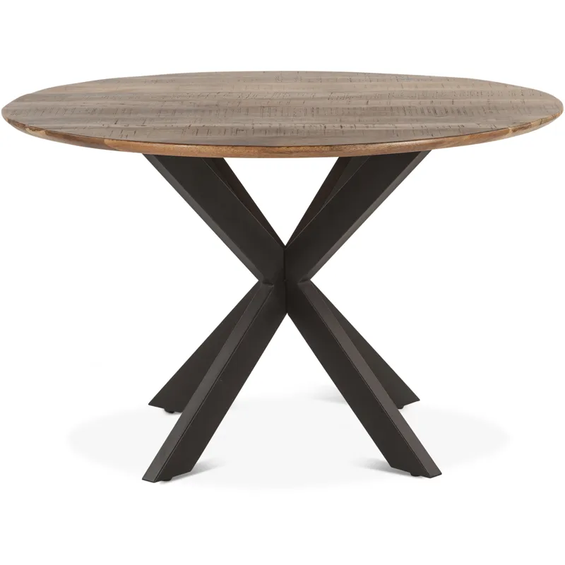 Rapallo 48" Round Dining Table in Natural Mango Wood and Iron
