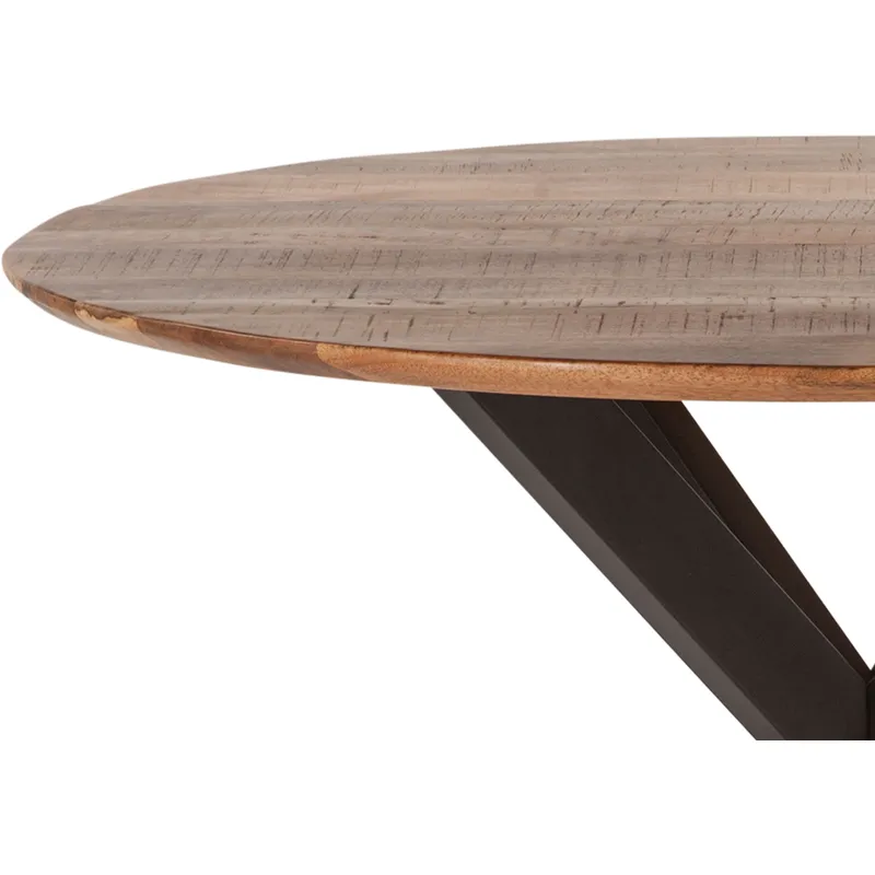 Rapallo 48" Round Dining Table in Natural Mango Wood and Iron