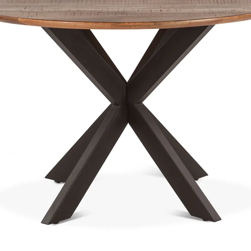 Rapallo 48" Round Dining Table in Natural Mango Wood and Iron