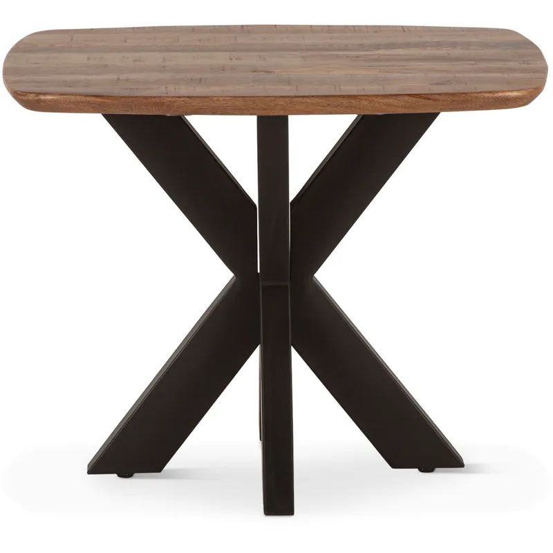 Rapallo 28" Side Table in Natural Mango Wood and Iron