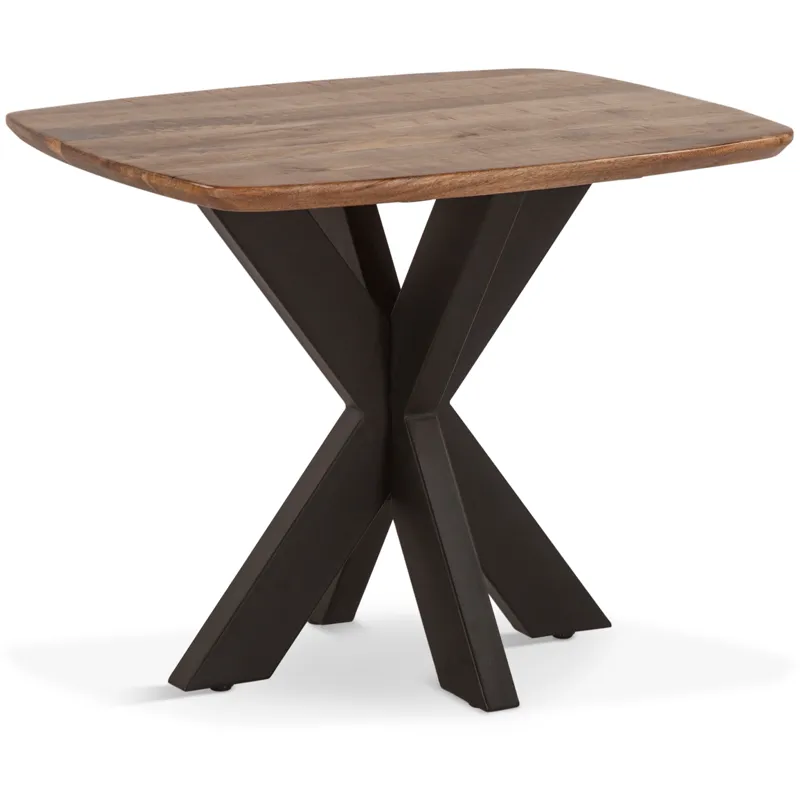 Rapallo 28" Side Table in Natural Mango Wood and Iron