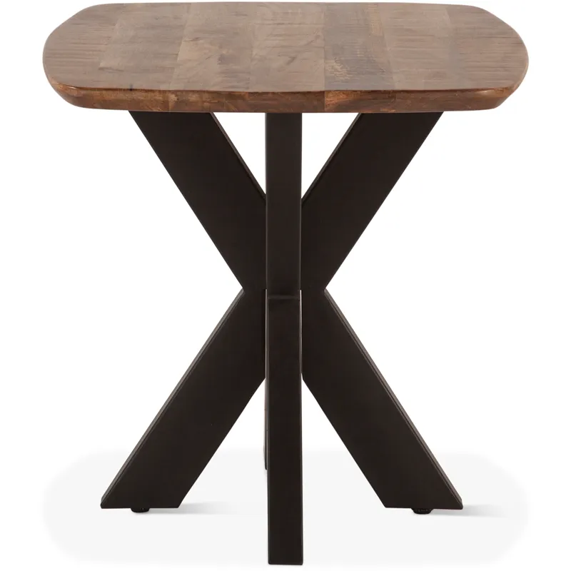 Rapallo 28" Side Table in Natural Mango Wood and Iron