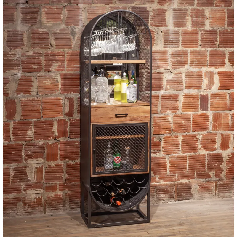 Roswell 23" Bar Cabinet in Natural Mango Wood and Iron