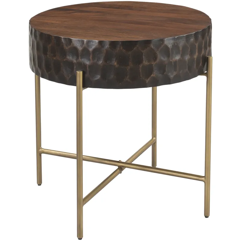 Santa Cruz 24" Round Side Table in Two Tone