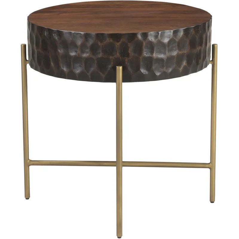 Santa Cruz 24" Round Side Table in Two Tone