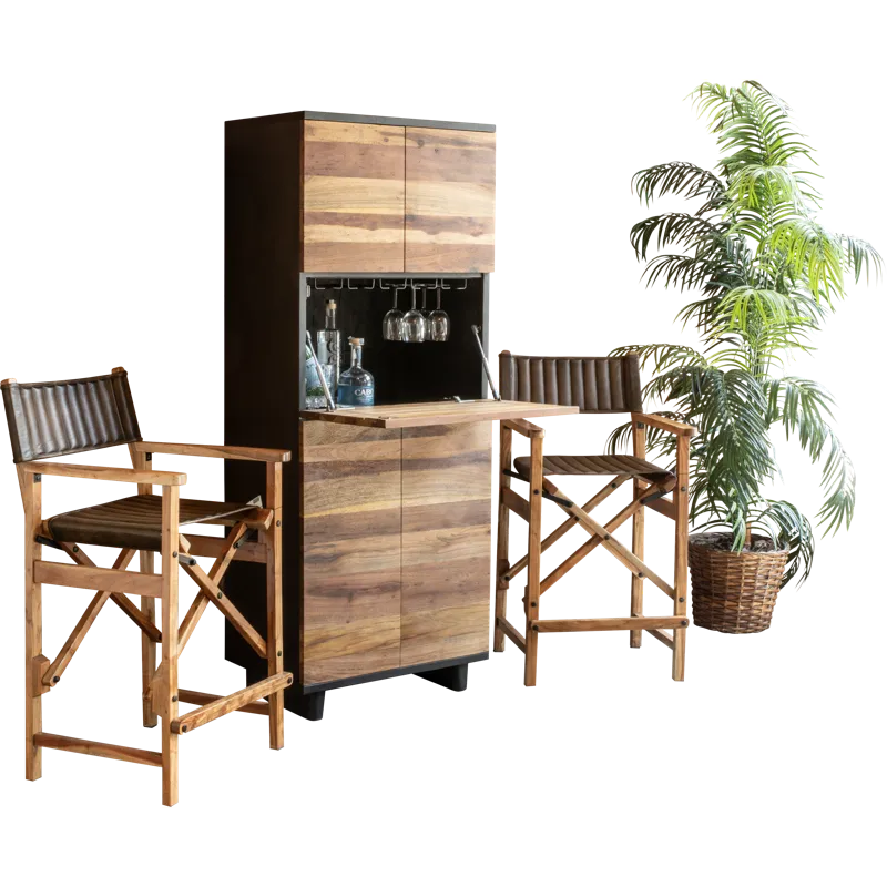 Santa Fe 72" Bar Cabinet in Natural Saal Wood