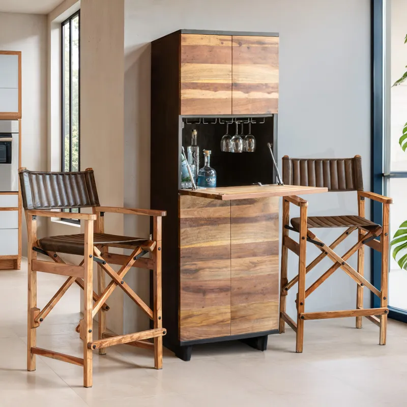 Santa Fe 72" Bar Cabinet in Natural Saal Wood