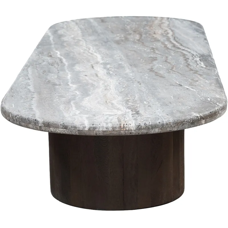 San Juan 75" Coffee Table in Royal Brown with Gray Travertine