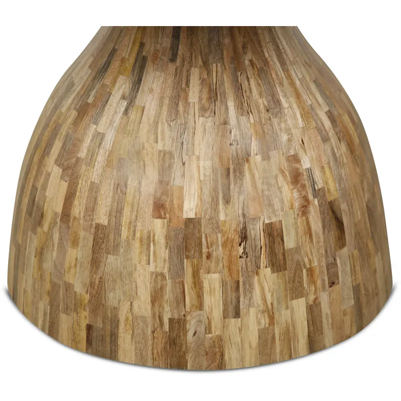 Solomon 54" Round Dining Table with Capri Beige Marble and Natural Mango Base