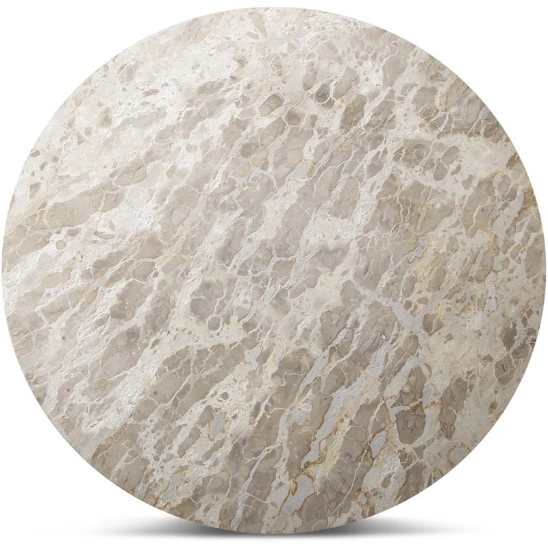 Solomon 54" Round Dining Table with Capri Beige Marble and Natural Mango Base