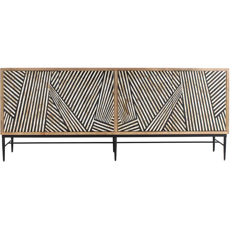 Solomon 80" Sideboard with  Bone and Wood Inlay on Metal Base