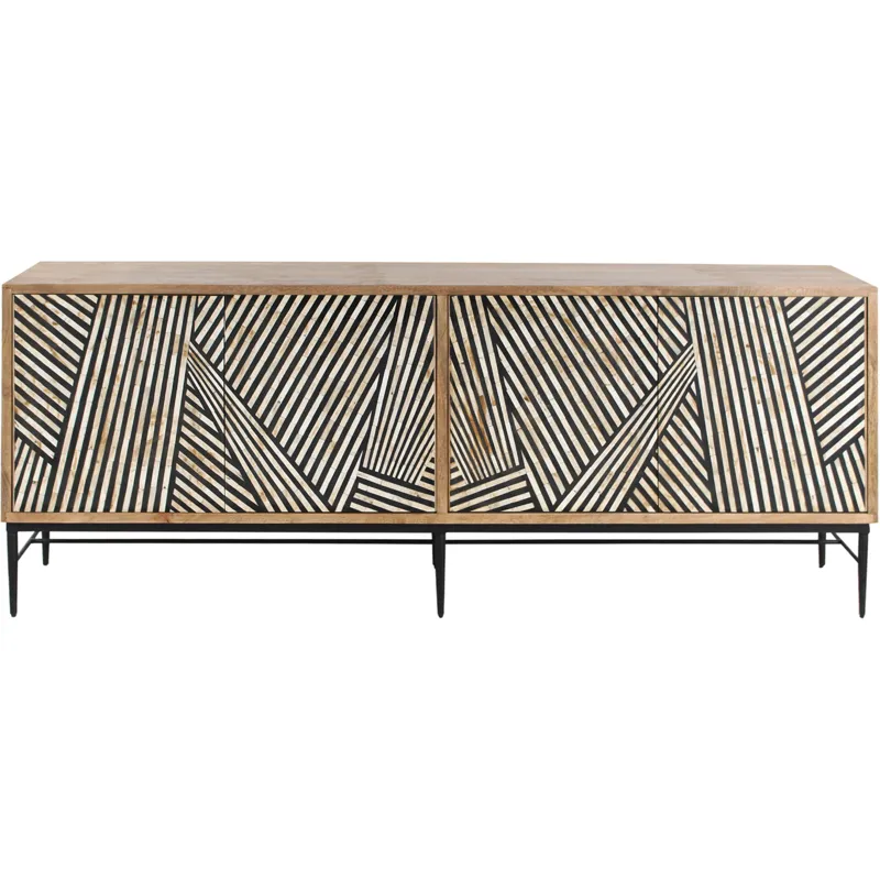 Solomon 80" Sideboard with  Bone and Wood Inlay on Metal Base