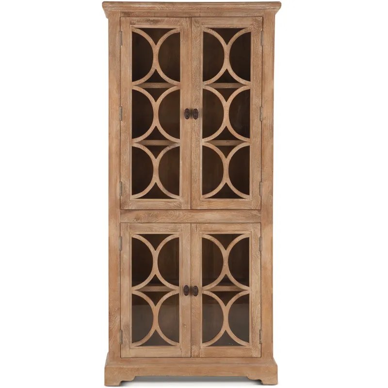 San Rafael 38" Tall Glass Cabinet in Antique Oak