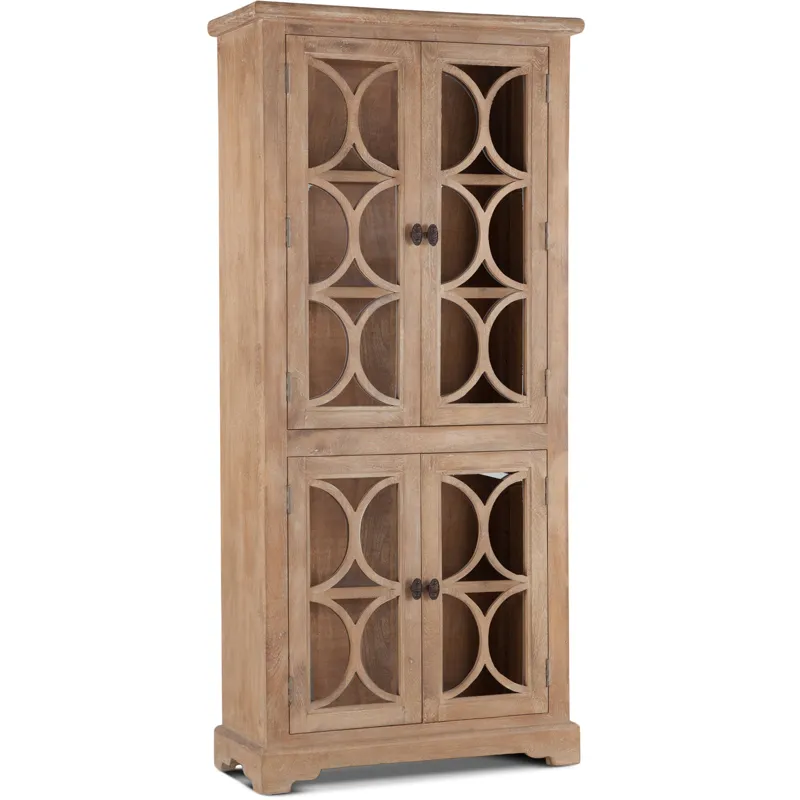 San Rafael 38" Tall Glass Cabinet in Antique Oak