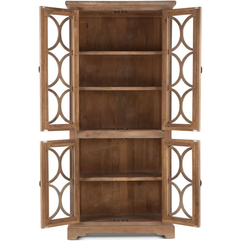 San Rafael 38" Tall Glass Cabinet in Antique Oak