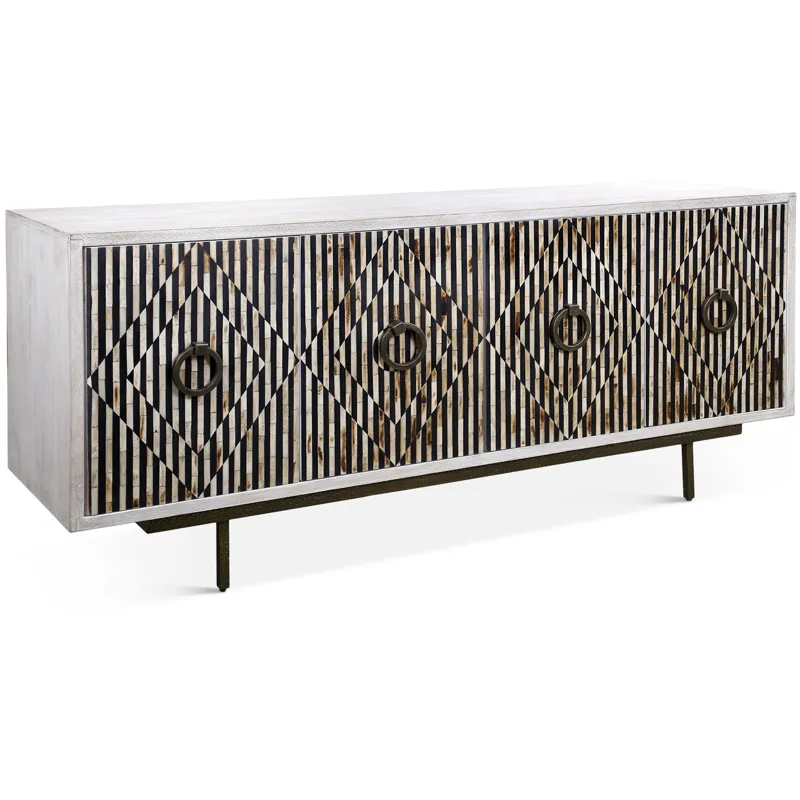 Taara 72" Sideboard with Horn and Wood Inlay on Metal Base