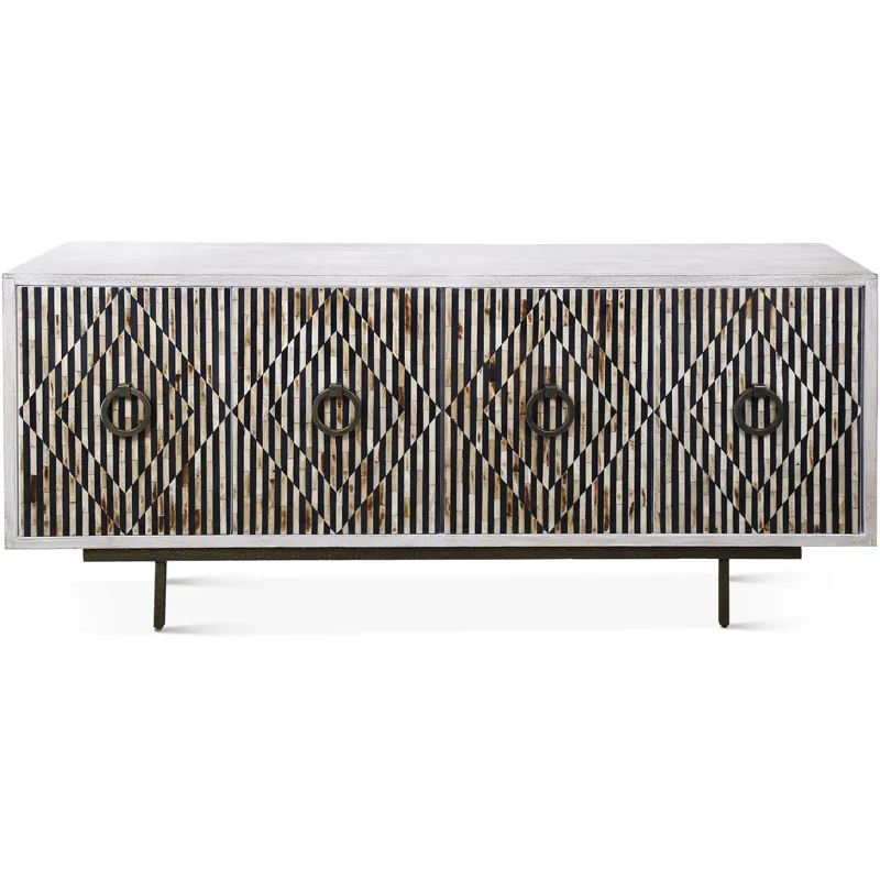 Taara 72" Sideboard with Horn and Wood Inlay on Metal Base