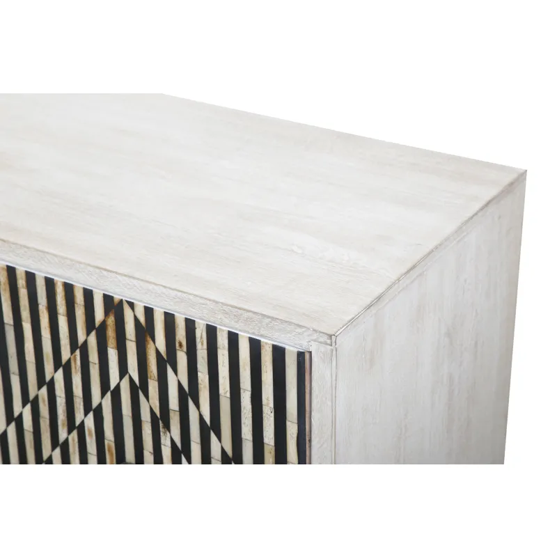 Taara 72" Sideboard with Horn and Wood Inlay on Metal Base