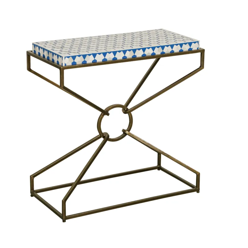 Taara 24" Side Table with Horn Inlay and Brass Base