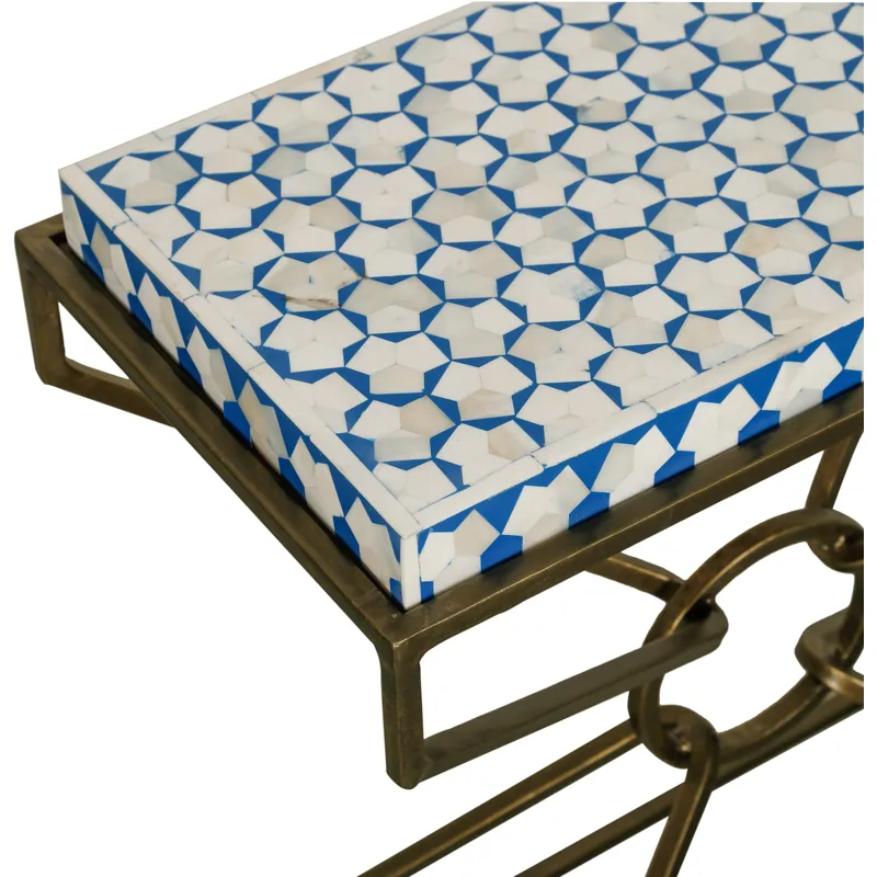 Taara 24" Side Table with Horn Inlay and Brass Base