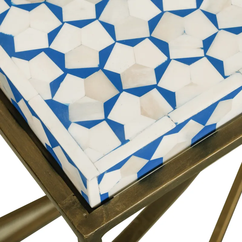 Taara 24" Side Table with Horn Inlay and Brass Base