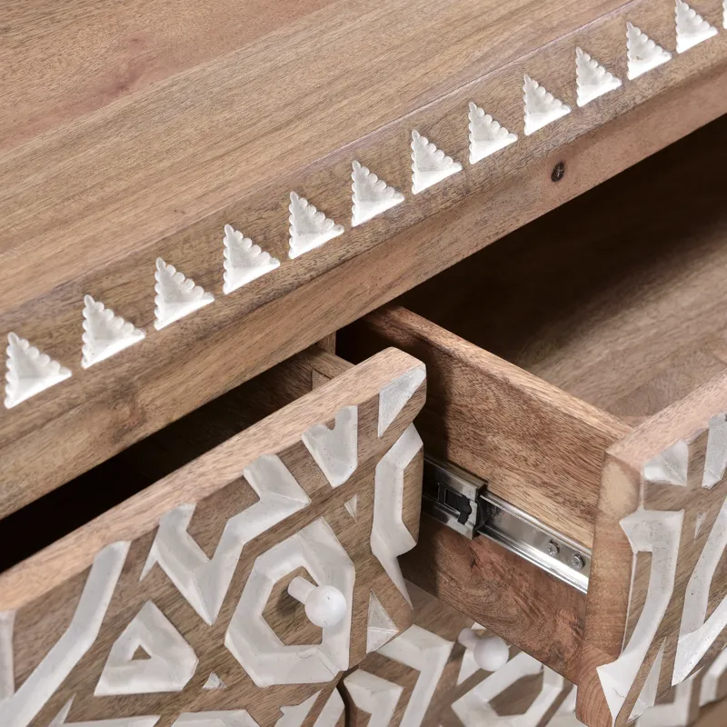 Tangiers 61" Six Drawer Dresser in Carved Natural White