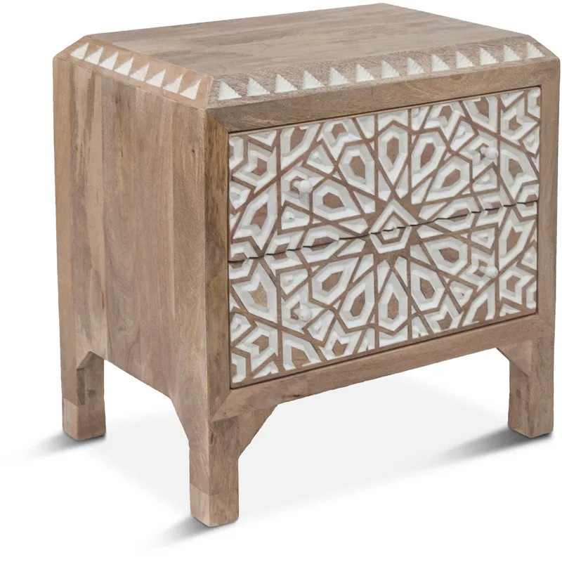 Tangiers 26" Nightstand in Carved Natural White