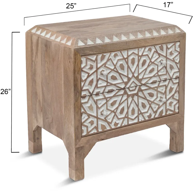 Tangiers 26" Nightstand in Carved Natural White