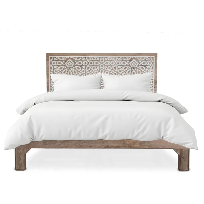 Tangiers King Bed in Carved Natural White