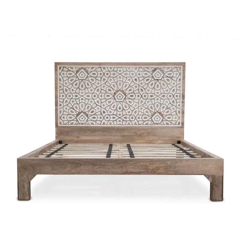 Tangiers King Bed in Carved Natural White