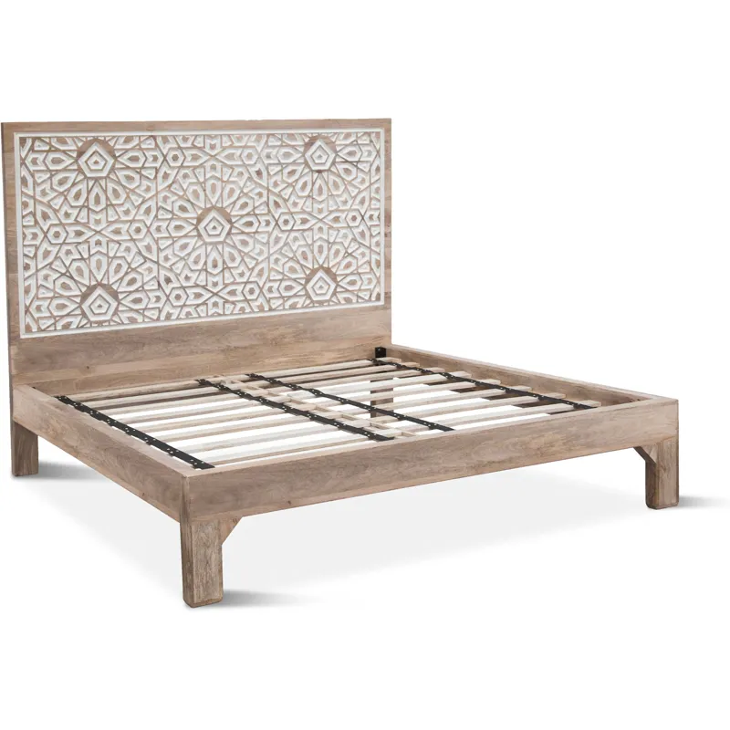 Tangiers King Bed in Carved Natural White