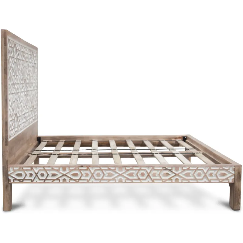 Tangiers King Bed in Carved Natural White