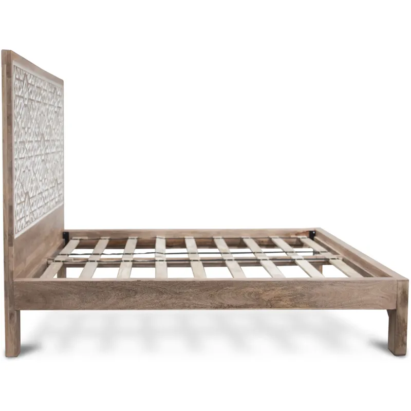 Tangiers King Bed in Carved Natural White