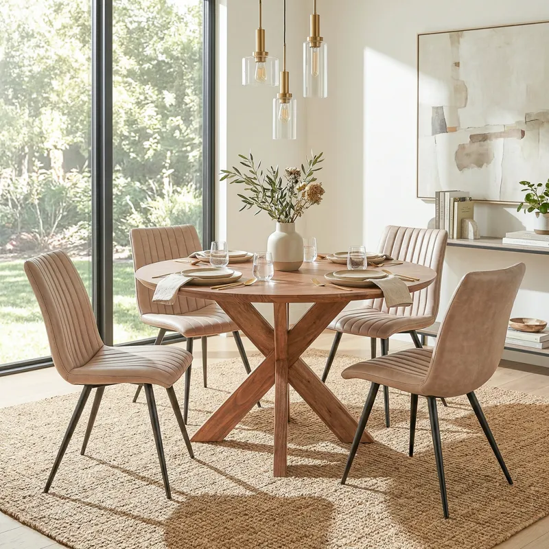 Tallinn 54" Round Dining Table in Weathered Acacia