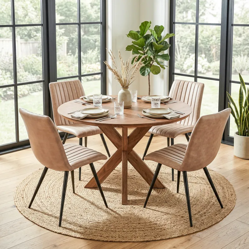 Tallinn 54" Round Dining Table in Weathered Acacia