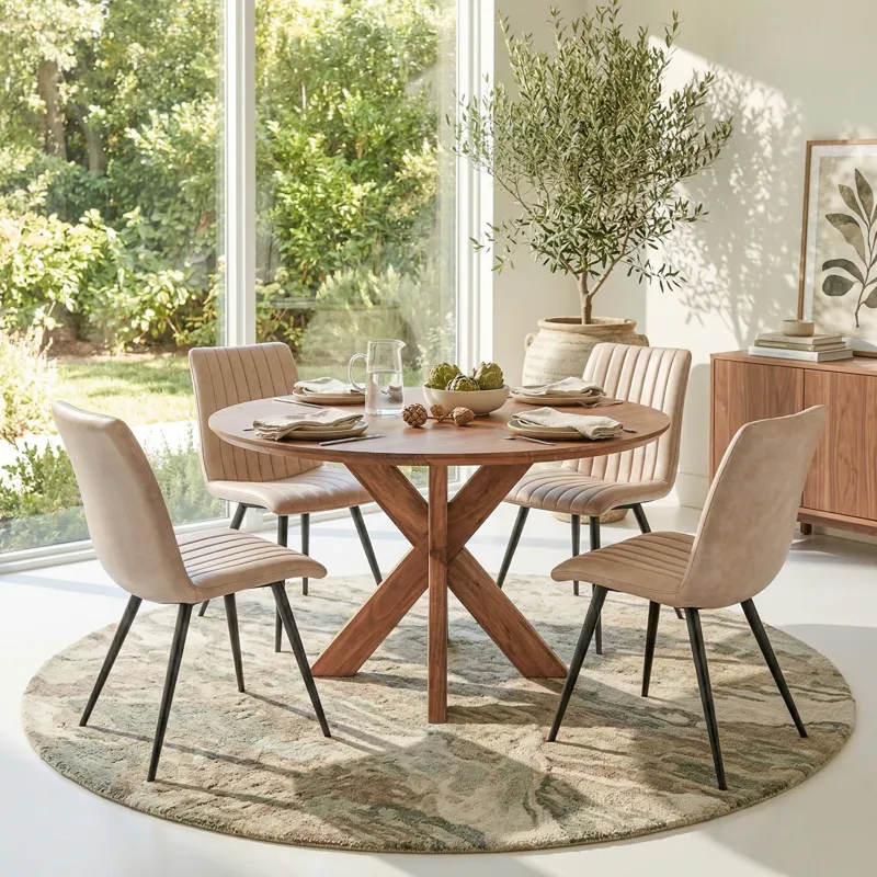 Tallinn 54" Round Dining Table in Weathered Acacia