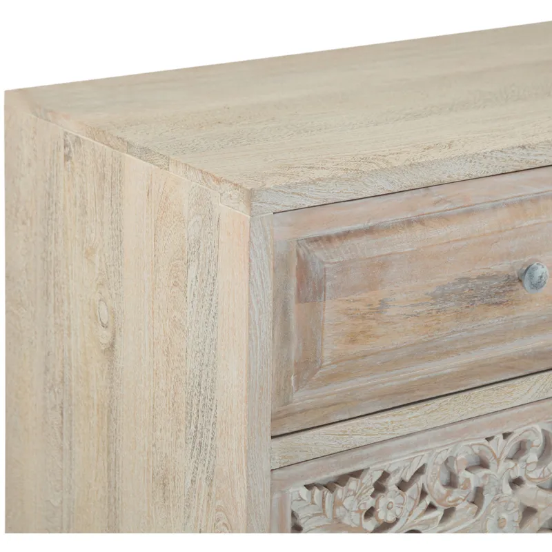 Taj 71" Dresser with Plinth Base in Carved Heirloom White