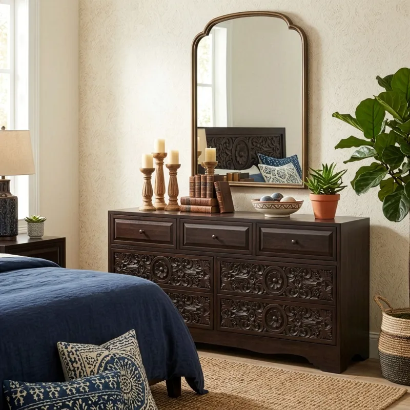 Taj 71" Dresser with Plinth Base in Vintage Brown