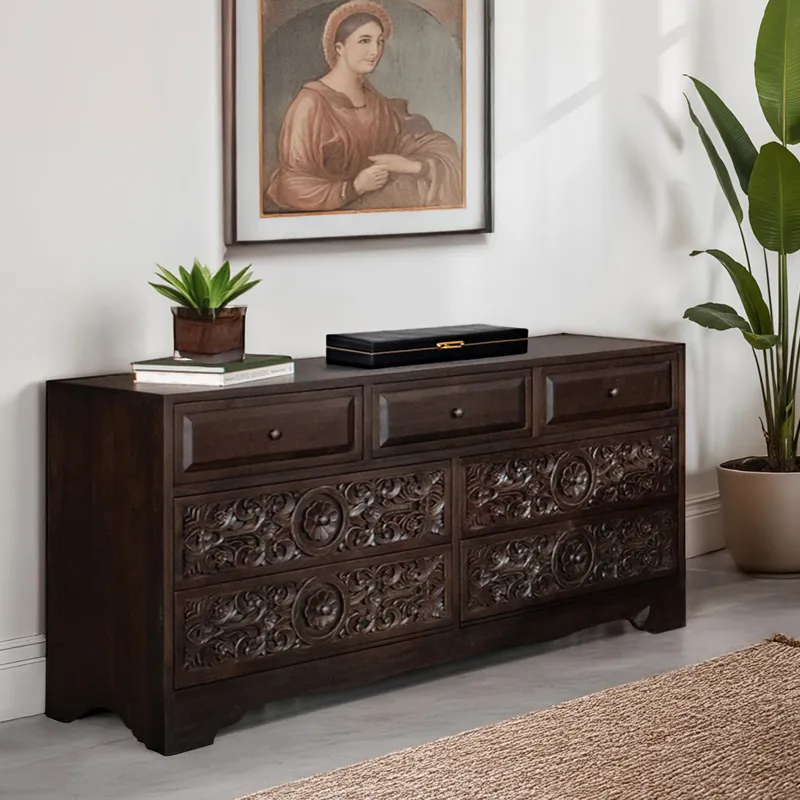 Taj 71" Dresser with Plinth Base in Vintage Brown