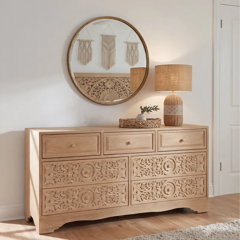 Taj 71" Dresser with Plinth Base in Whitewash