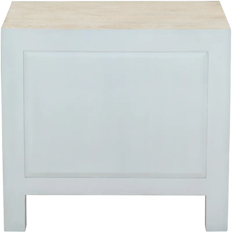 Taj 26" Nightstand with Plinth Base in Carved Heirloom White