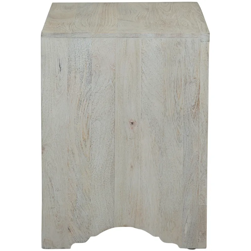 Taj 26" Nightstand with Plinth Base in Carved Heirloom White