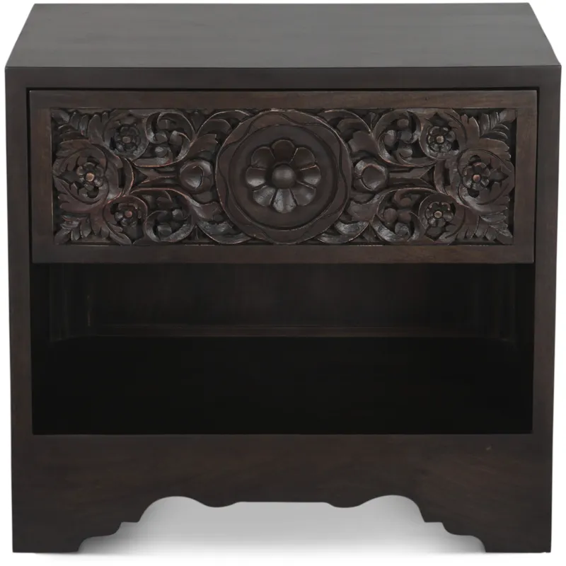 Taj 26" Nightstand with Plinth Base in Vintage Brown
