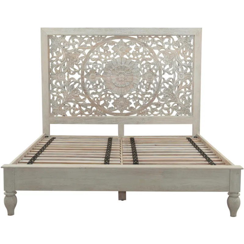 Taj King Bed in Carved Heirloom White