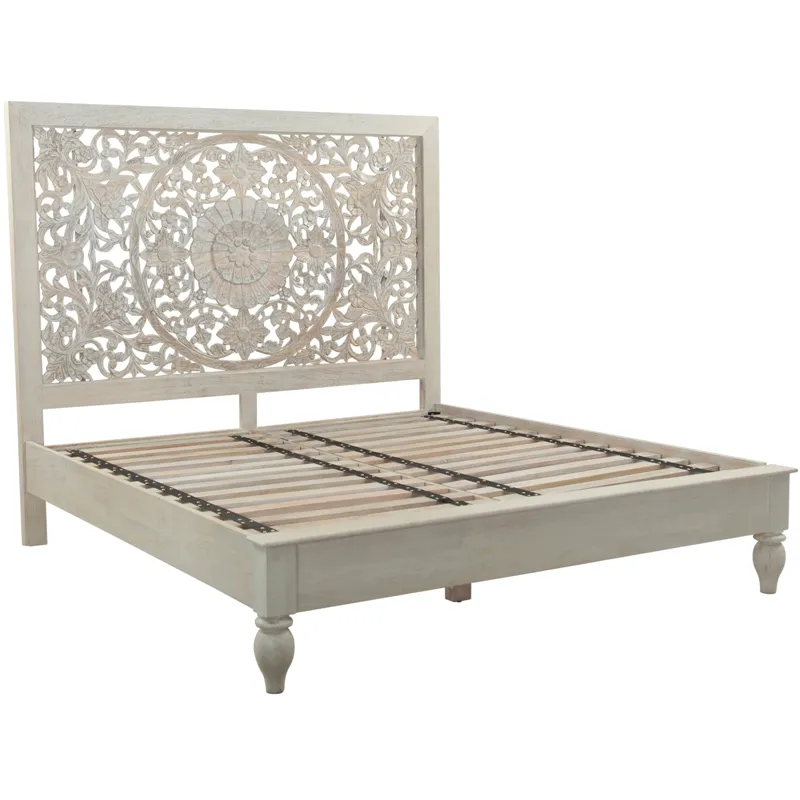Taj King Bed in Carved Heirloom White