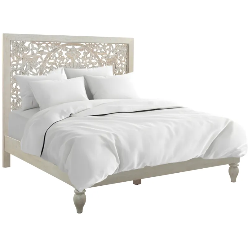 Taj King Bed in Carved Heirloom White