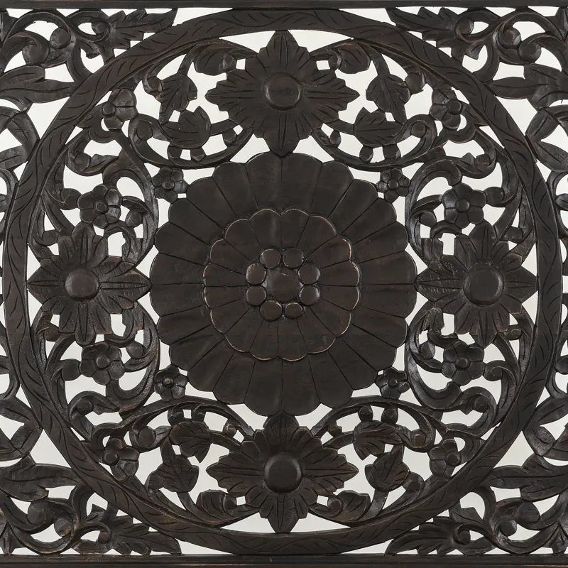 Taj King Bed in Hand Carved Vintage Brown
