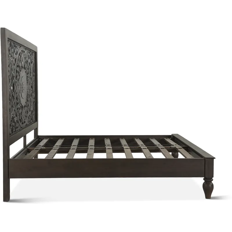 Taj King Bed in Hand Carved Vintage Brown