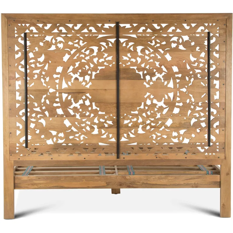 Taj King Bed in Hand Carved Whitewash